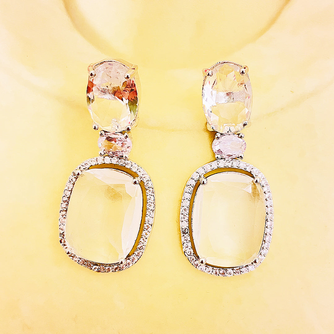 Emiliana Cushion Cut CZ Halo Drop Earrings