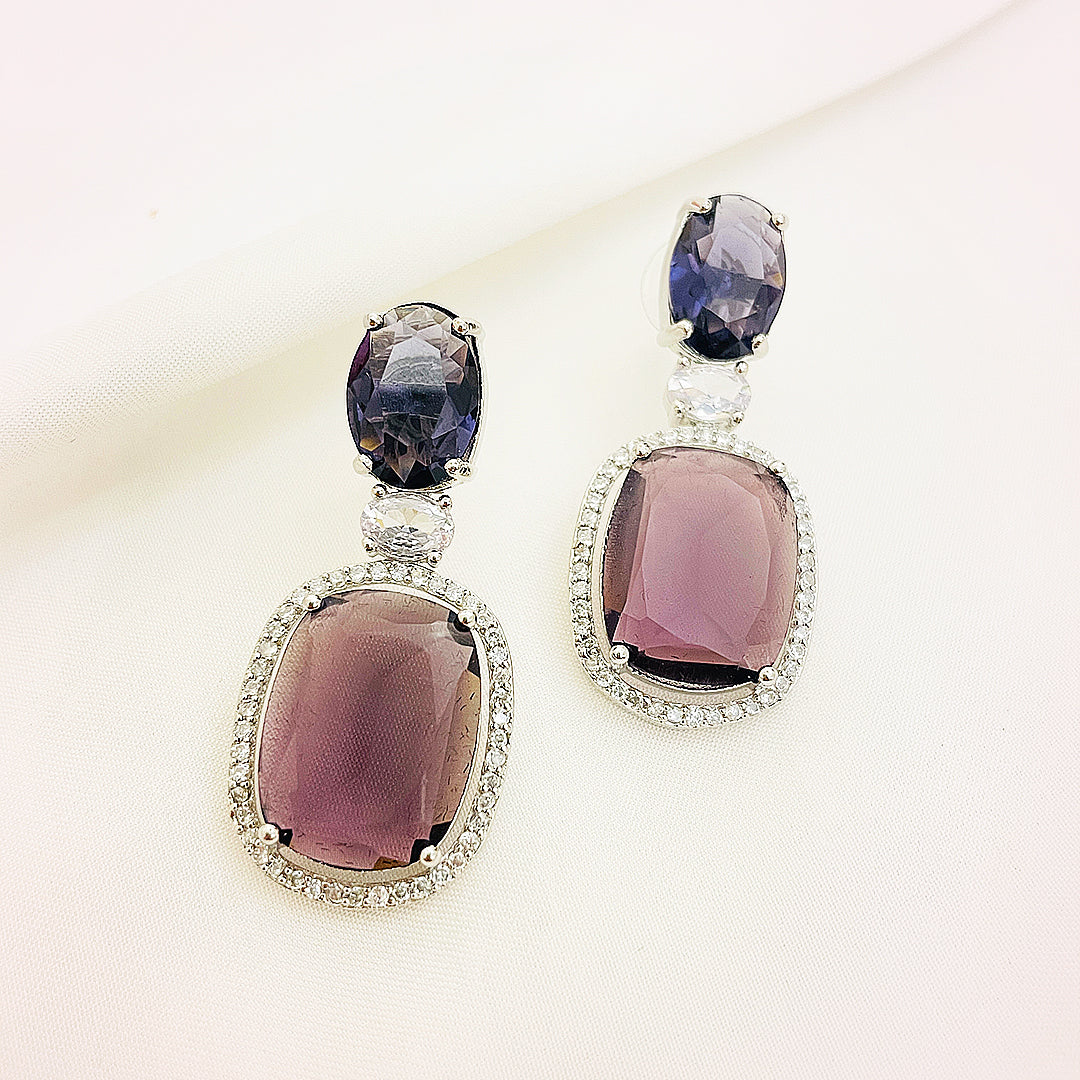 Emiliana Cushion Cut CZ Halo Drop Earrings