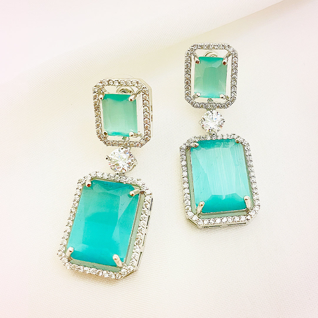Aveline Double Rectangular CZ Drop Earrings
