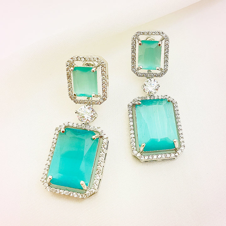 Aveline Double Rectangular CZ Drop Earrings