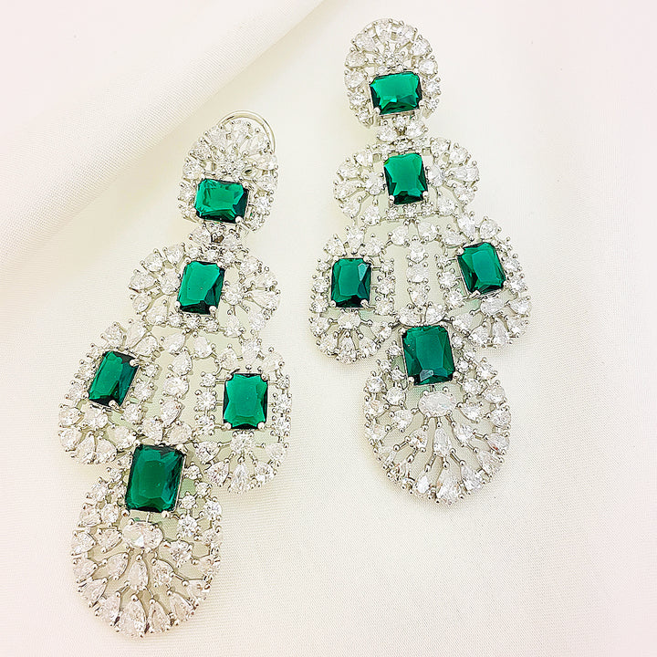Liora Emerald Cut Chandelier CZ Earrings