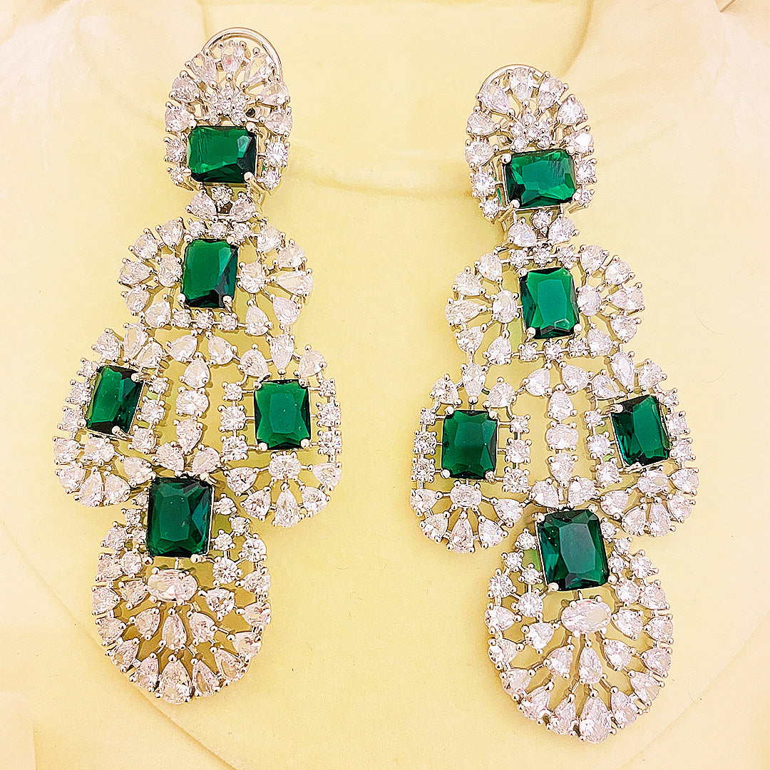 Liora Emerald Cut Chandelier CZ Earrings
