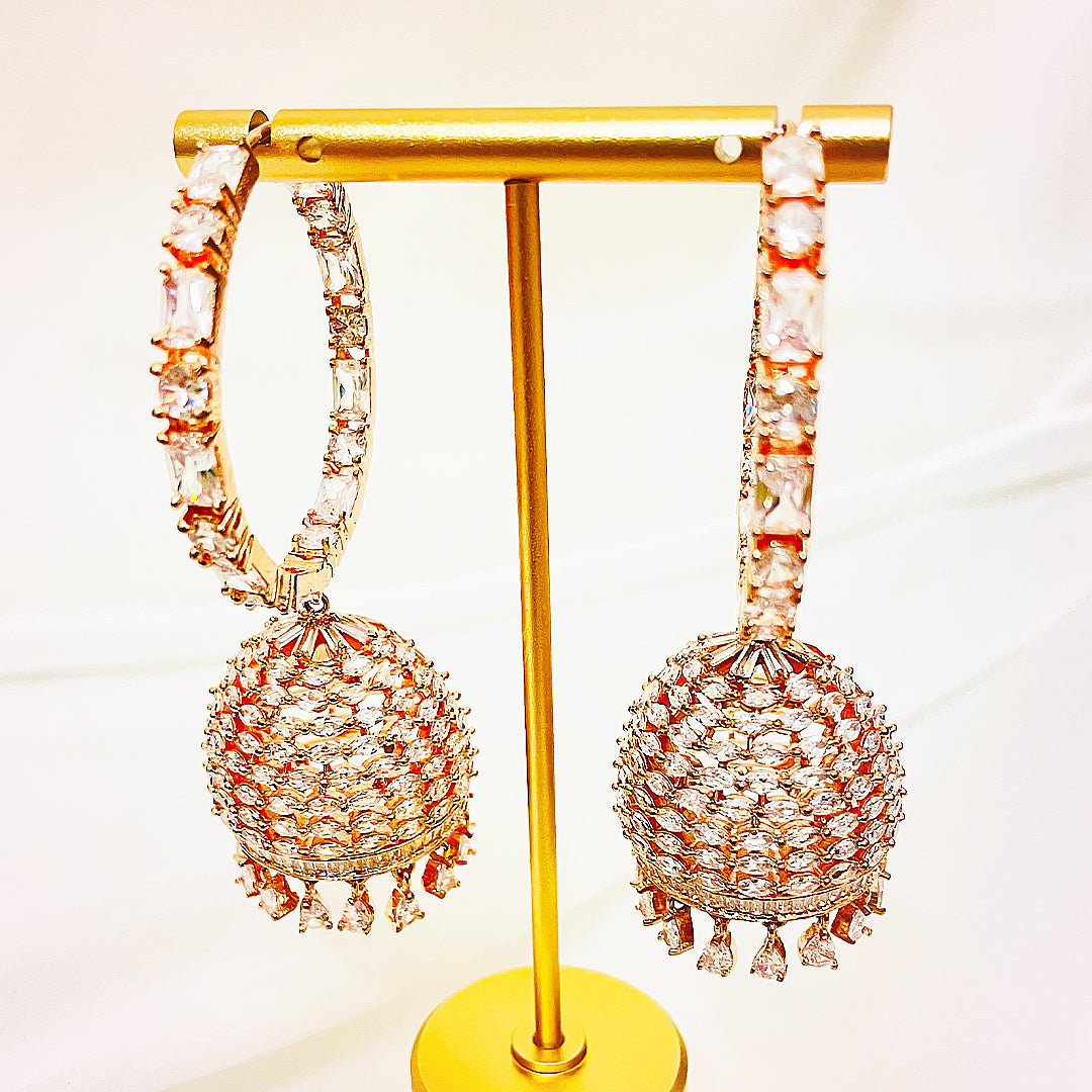 Lucinda Marquise-Cut CZ Dome Jhumka Earrings