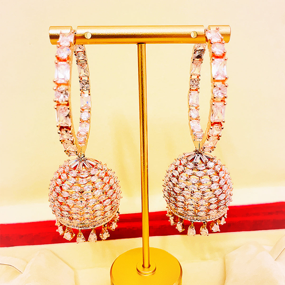 Lucinda Marquise-Cut CZ Dome Jhumka Earrings