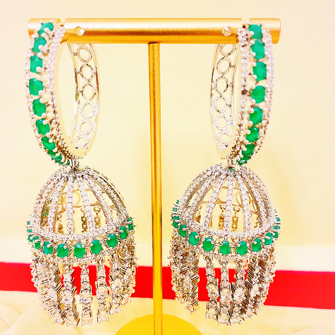 Amelina CZ Jhumka Hoop Earrings
