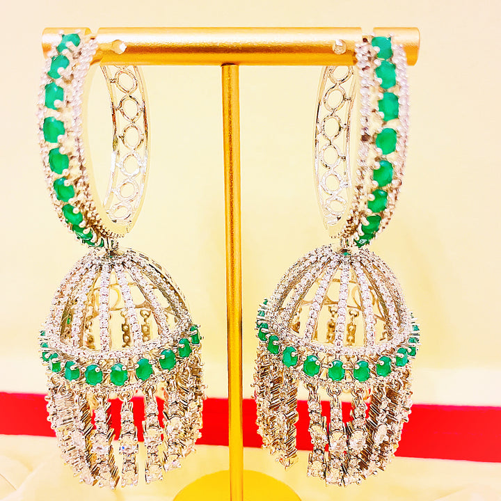 Amelina CZ Jhumka Hoop Earrings