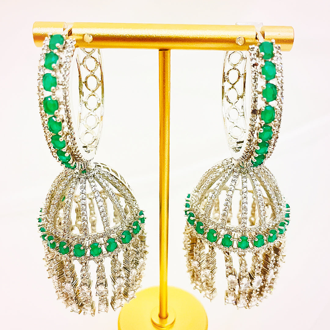 Amelina CZ Jhumka Hoop Earrings