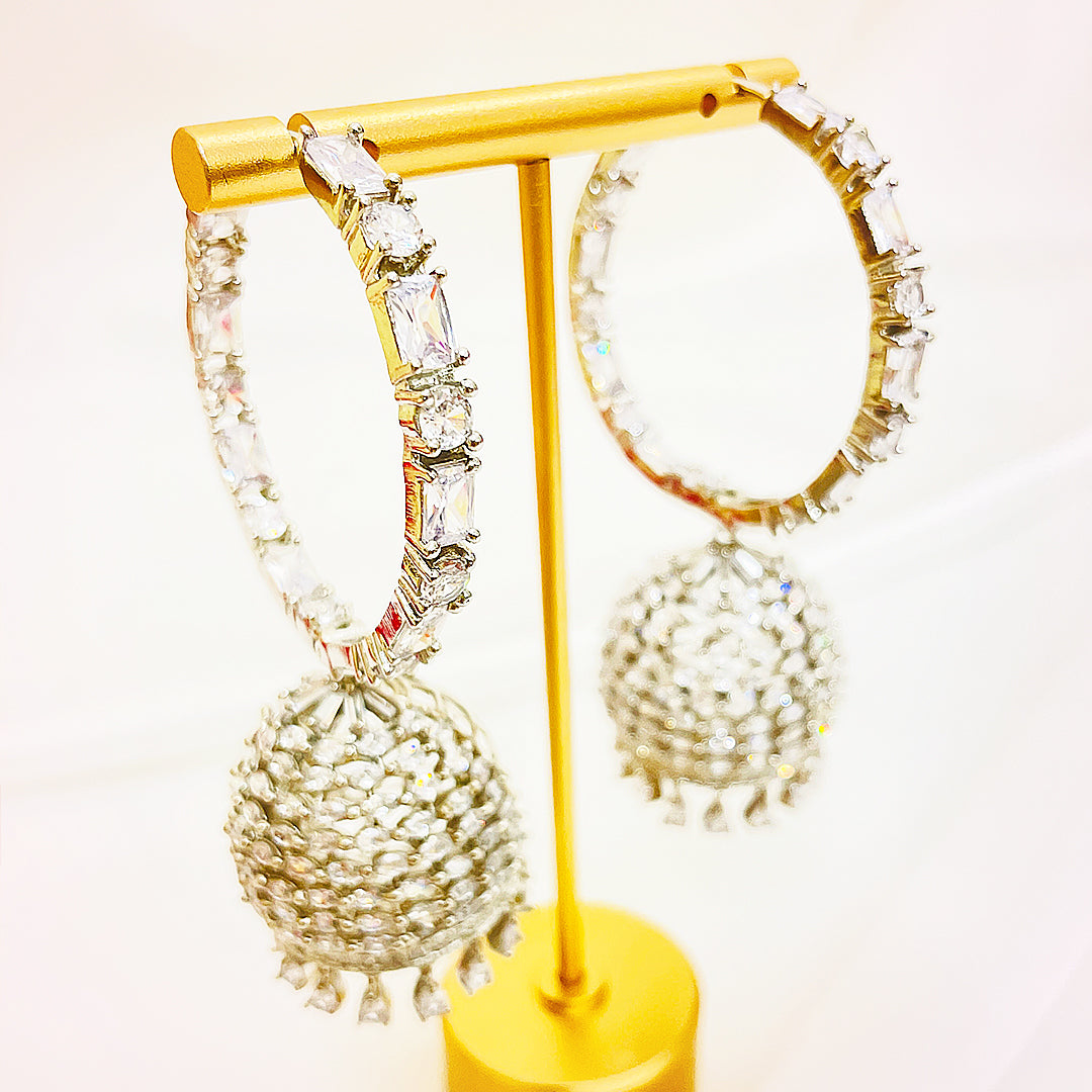 Lucinda Marquise-Cut CZ Dome Jhumka Earrings