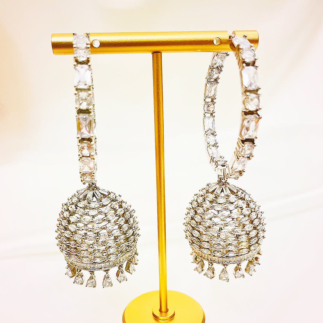 Lucinda Marquise-Cut CZ Dome Jhumka Earrings