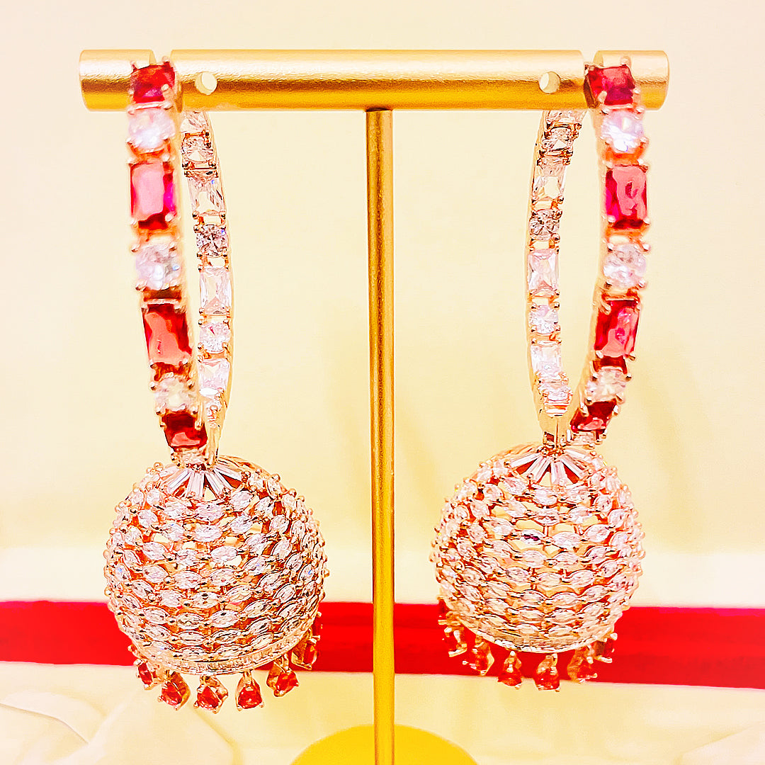 Amelina CZ Jhumka Hoop Earrings