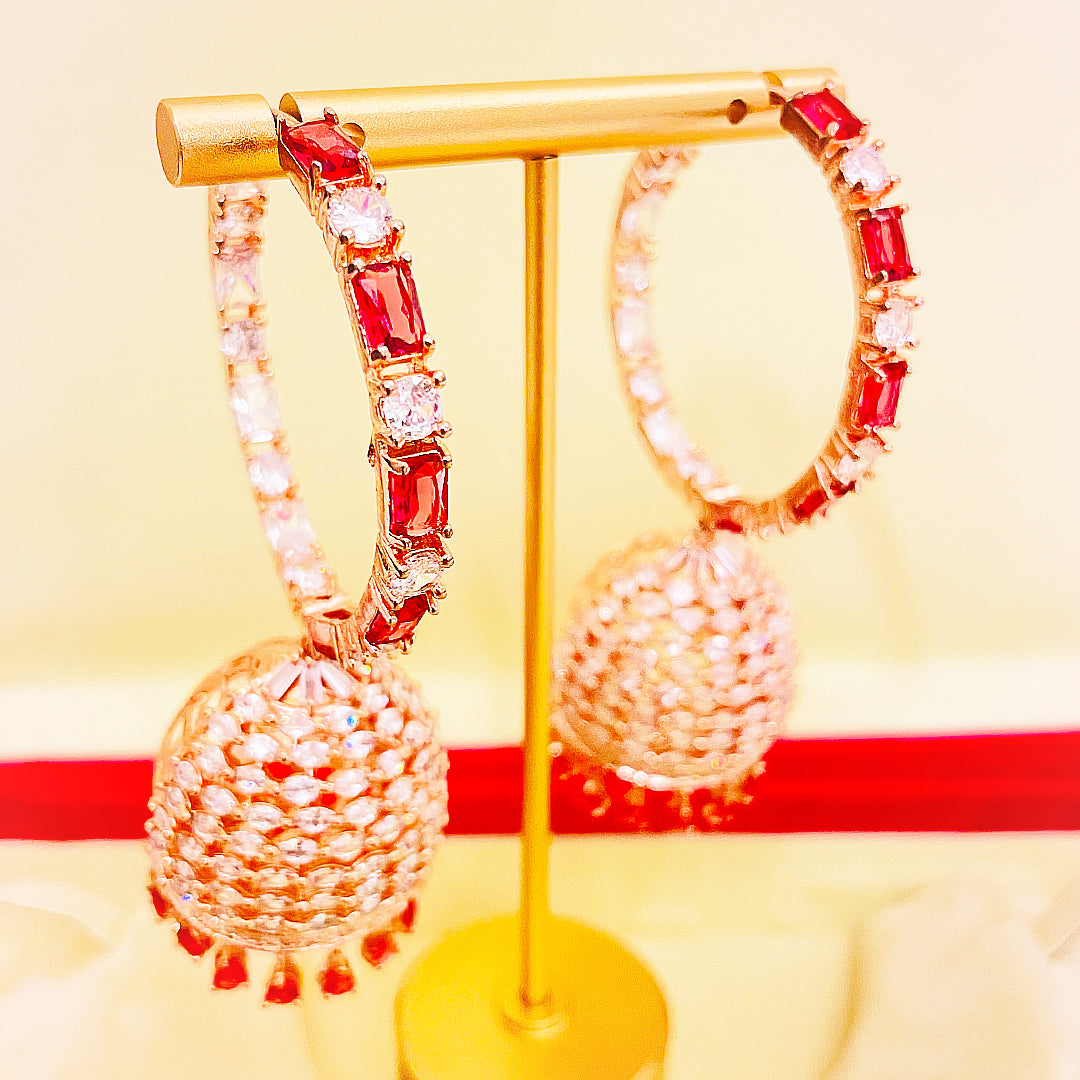 Amelina CZ Jhumka Hoop Earrings