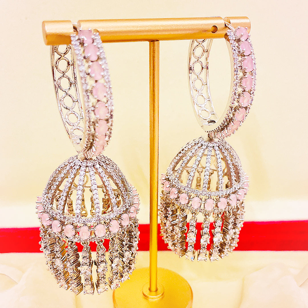 Amelina CZ Jhumka Hoop Earrings