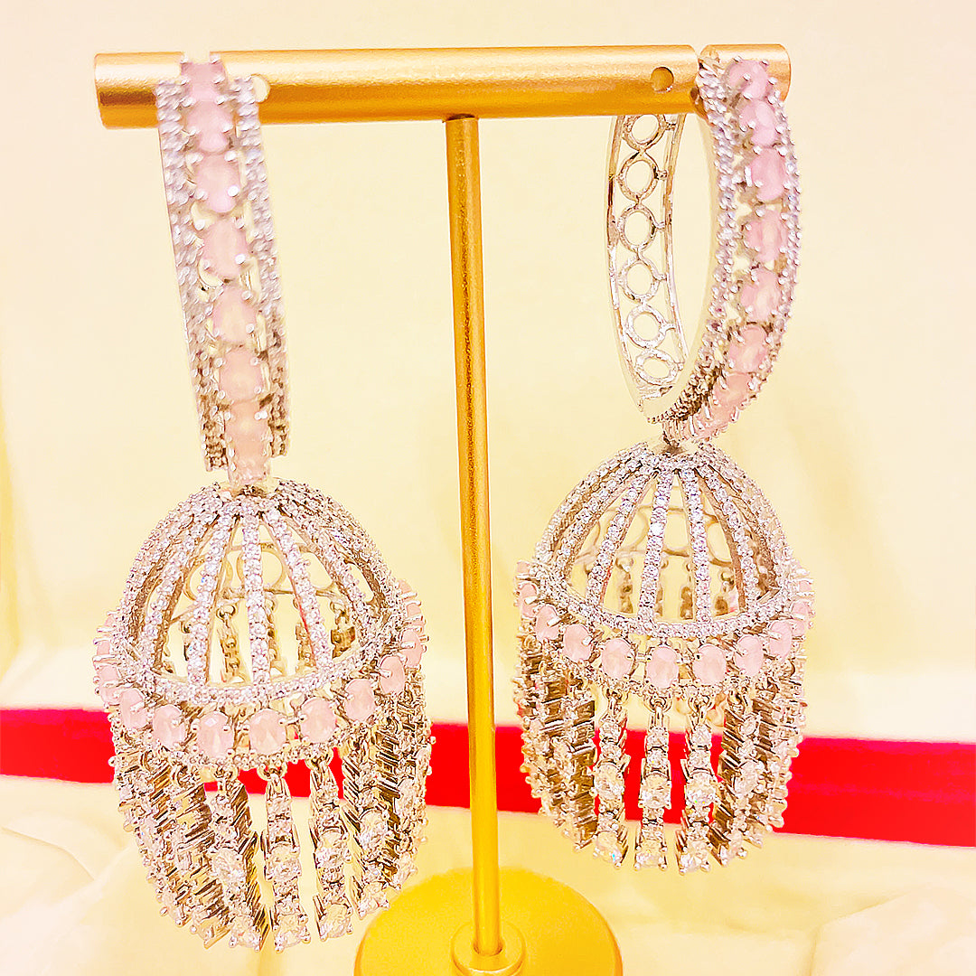Amelina CZ Jhumka Hoop Earrings