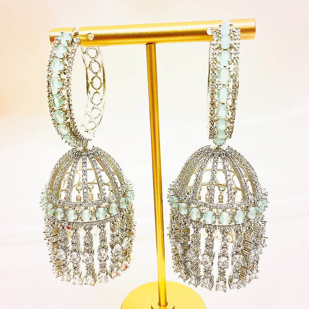 Amelina CZ Jhumka Hoop Earrings