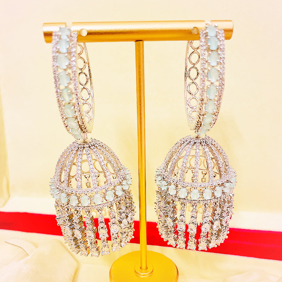 Amelina CZ Jhumka Hoop Earrings
