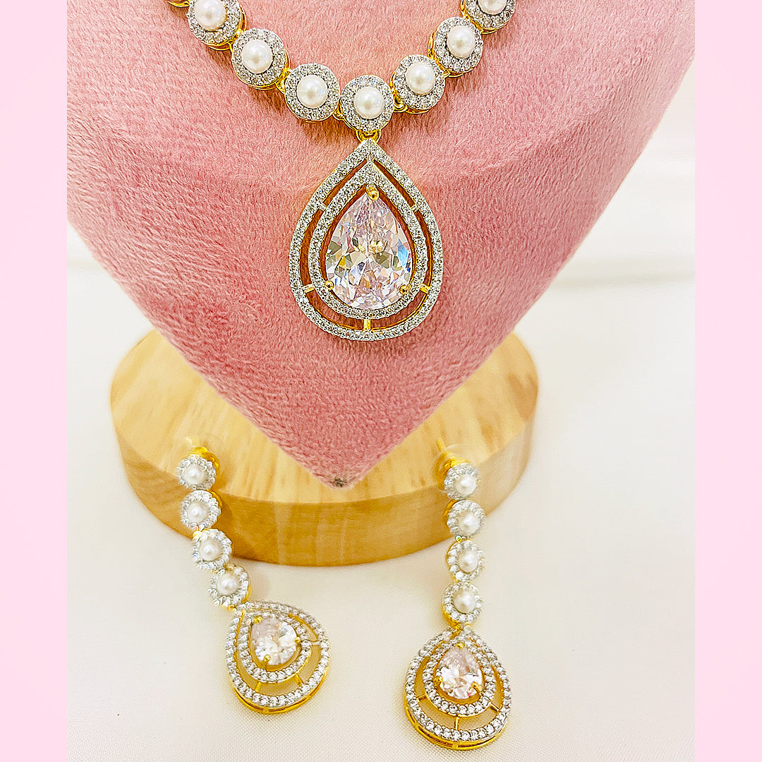 Celina Dual-Layer Pearl & Teardrop CZ Bridal Set