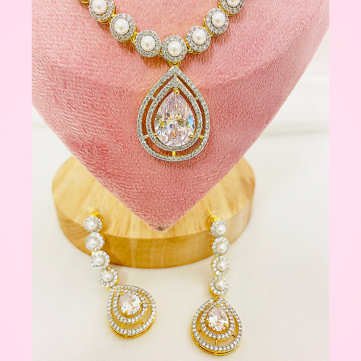 Celina Dual-Layer Pearl & Teardrop CZ Bridal Set