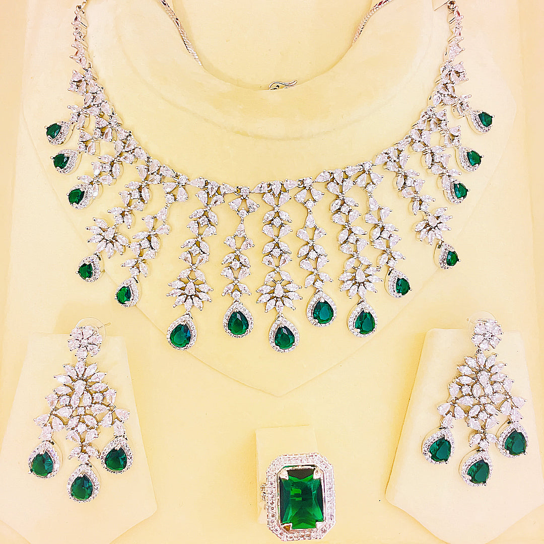 Fiona Cascading Teardrop Necklace Set With Bindiya