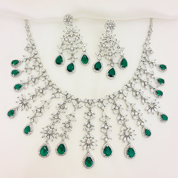 Fiona Cascading Teardrop Necklace Set With Bindiya