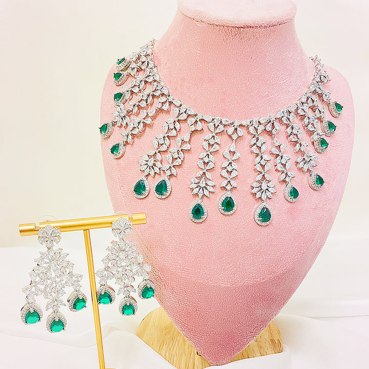 Fiona Cascading Teardrop Necklace Set With Bindiya