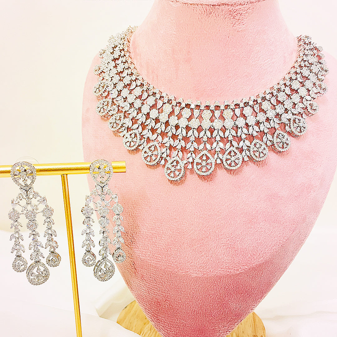 Leona Cascading Chandelier Necklace Set With Bindiya