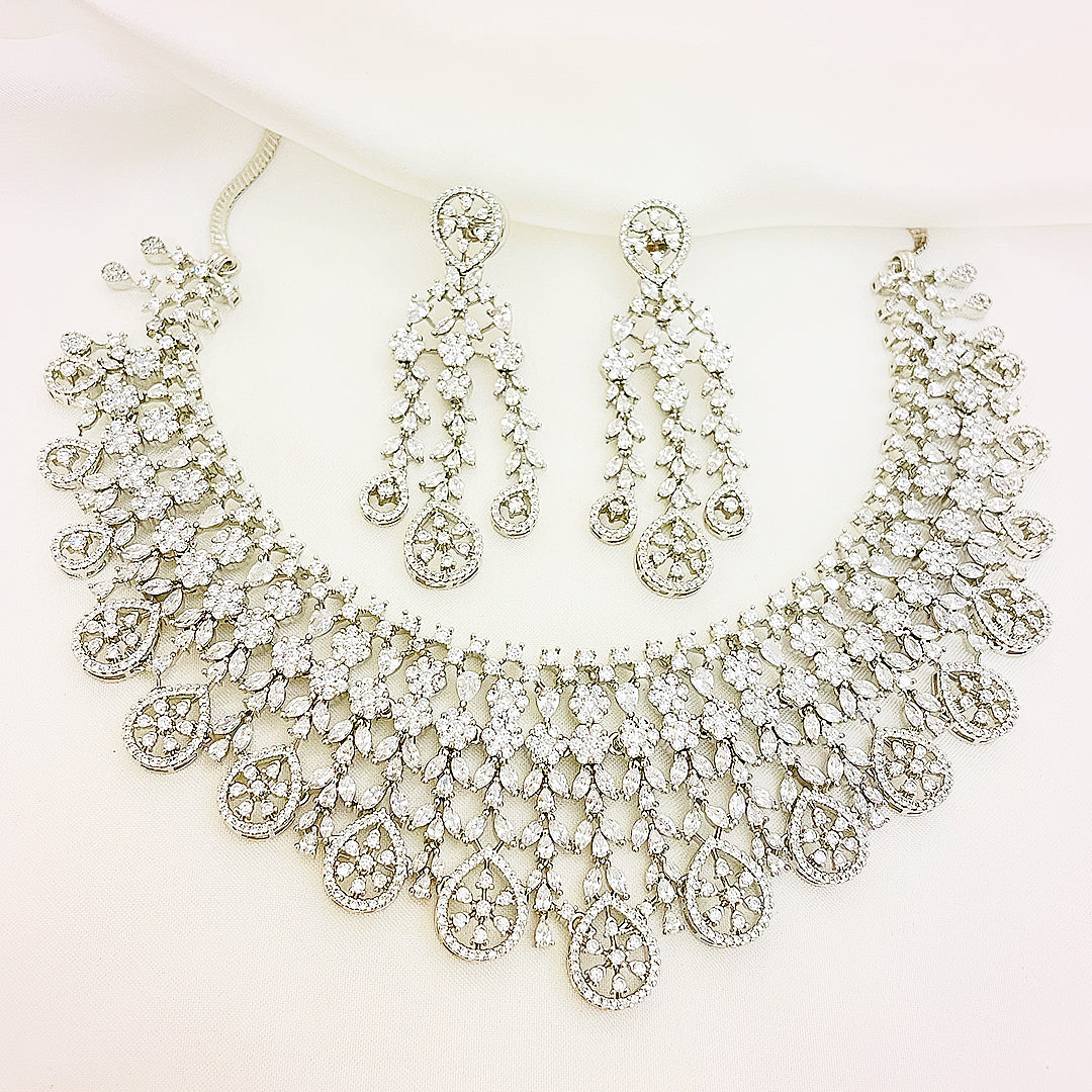Leona Cascading Chandelier Necklace Set With Bindiya