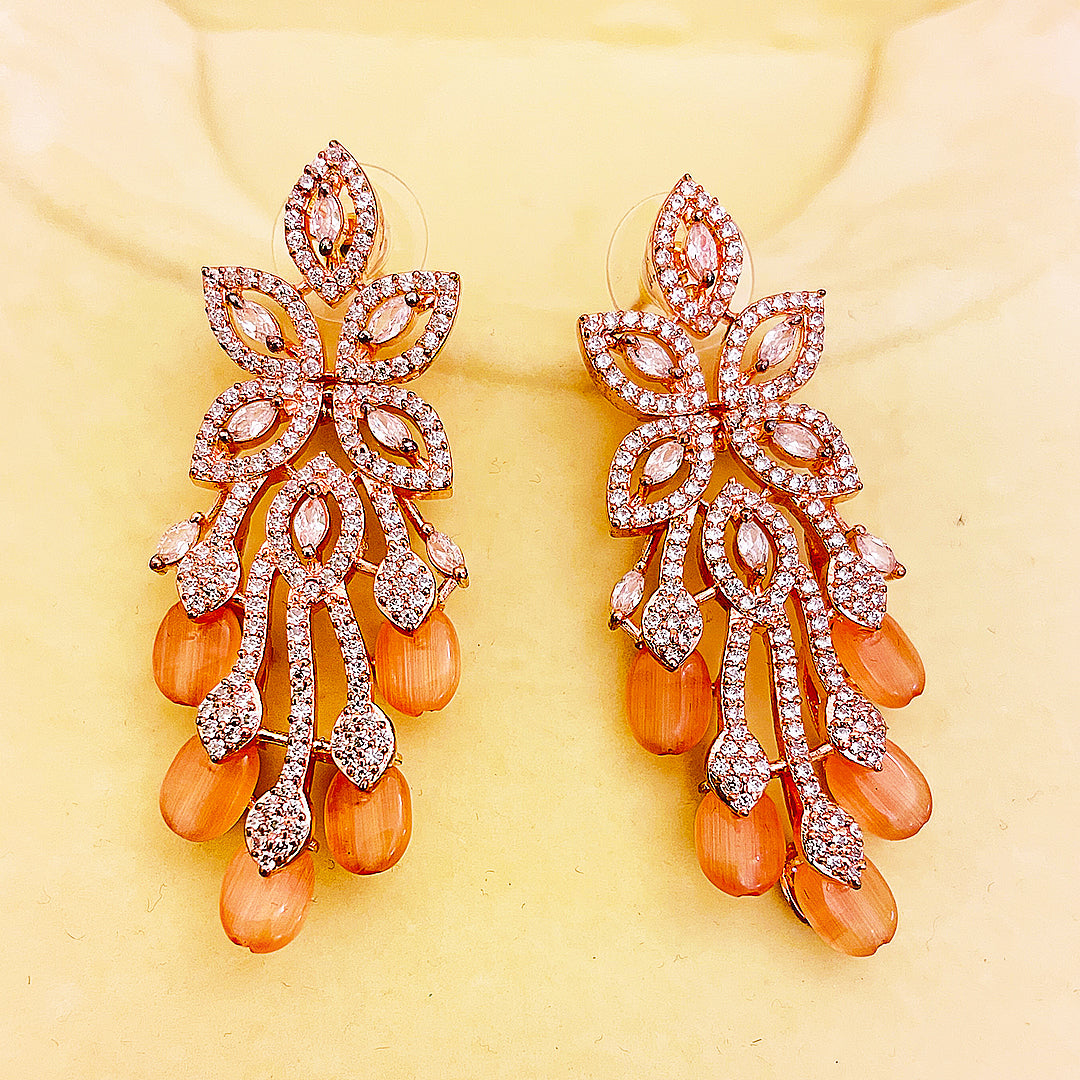 Arielle Floral Drop CZ Earrings