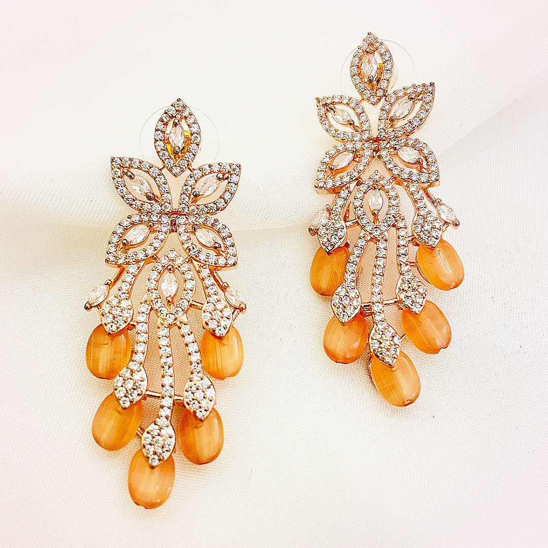 Arielle Floral Drop CZ Earrings