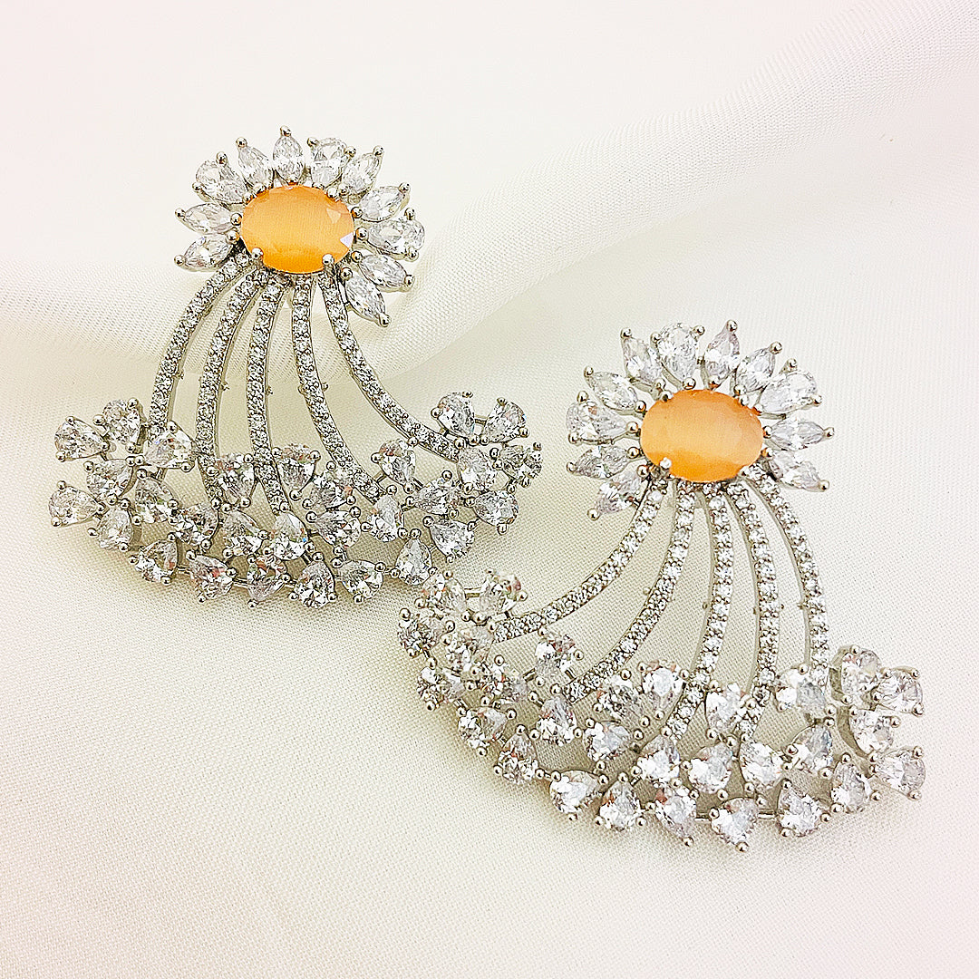 Marceline Floral Fan CZ Earrings