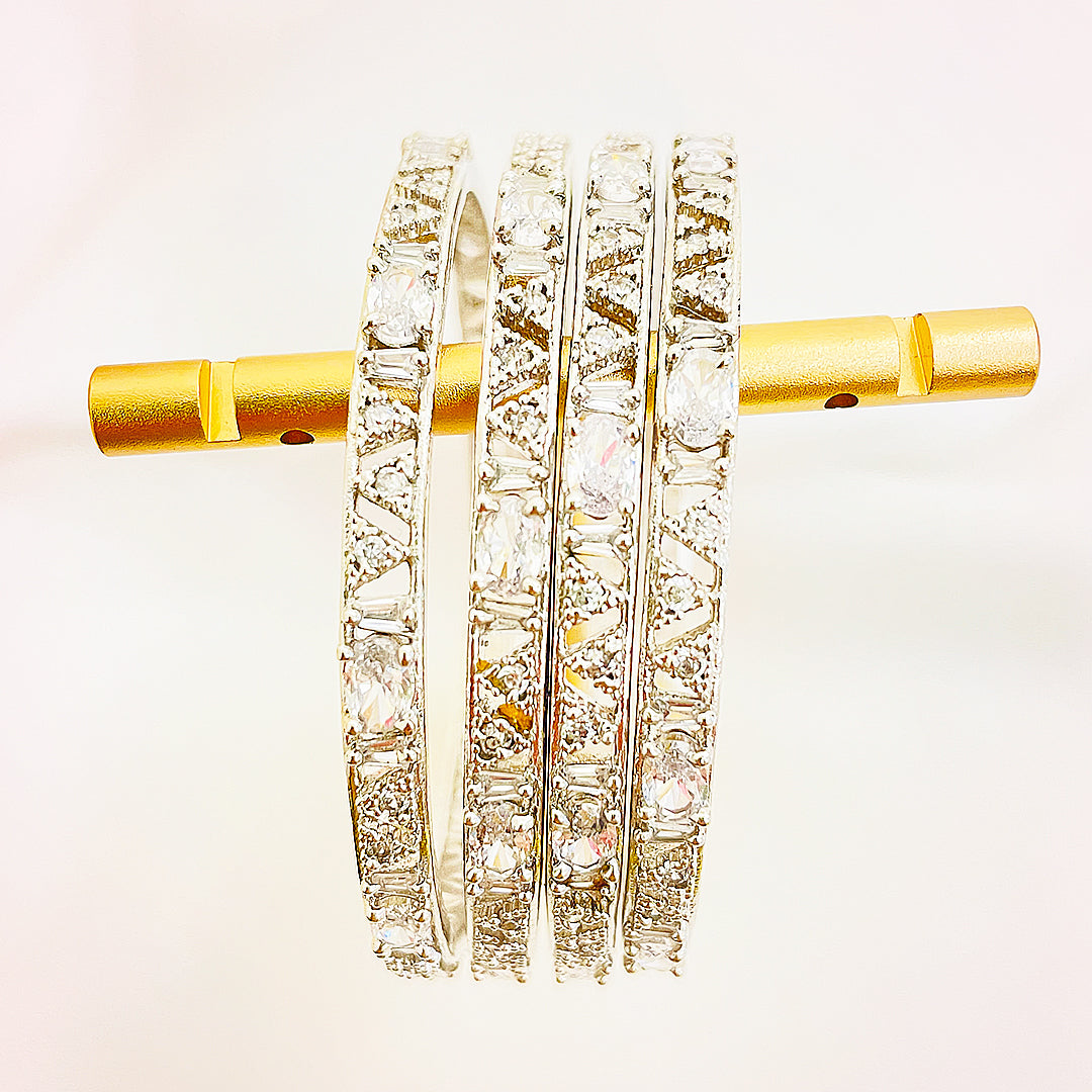 Elowyn CZ Studded Bangles – Antique Silver Polish