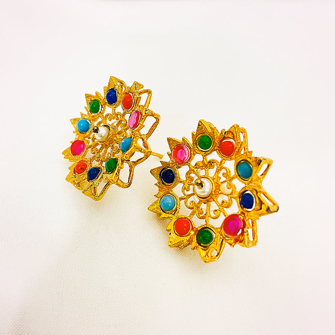 Phool Handmade Gold Plated Kundan Studs