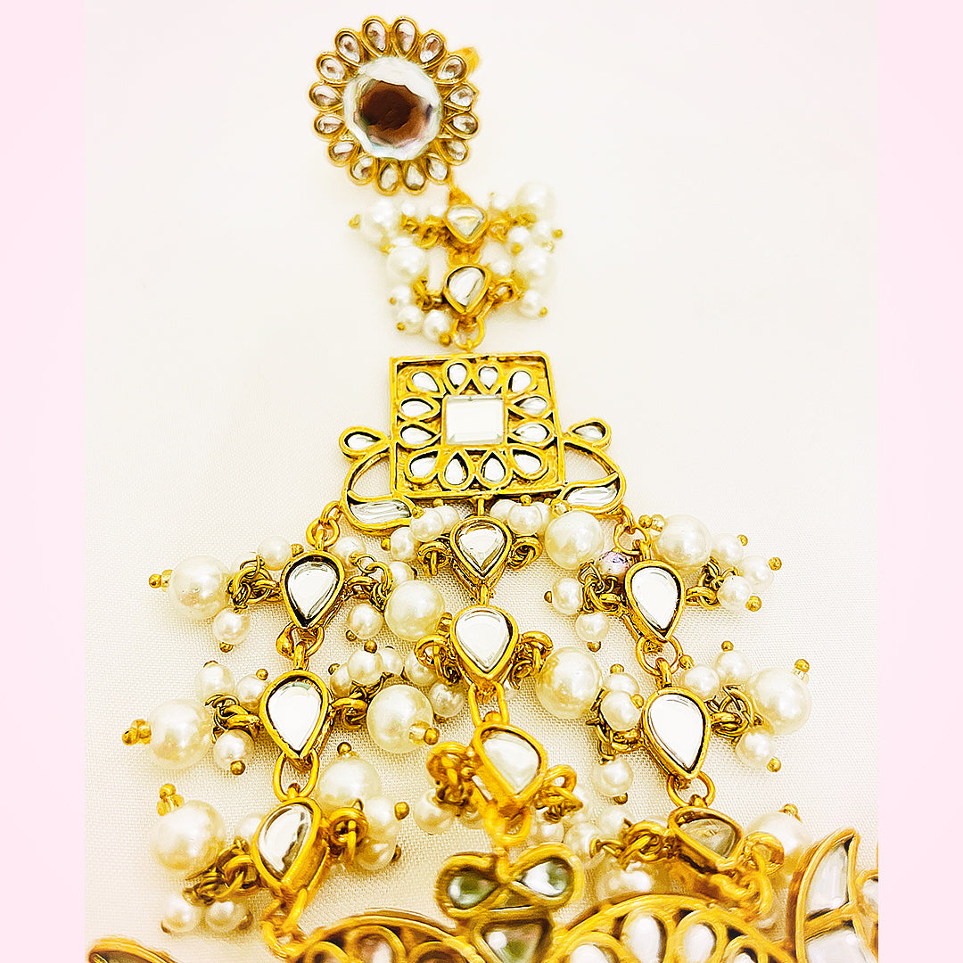 Mahrukh Kundan Ring Bracelet Combo With Pearl Detailing