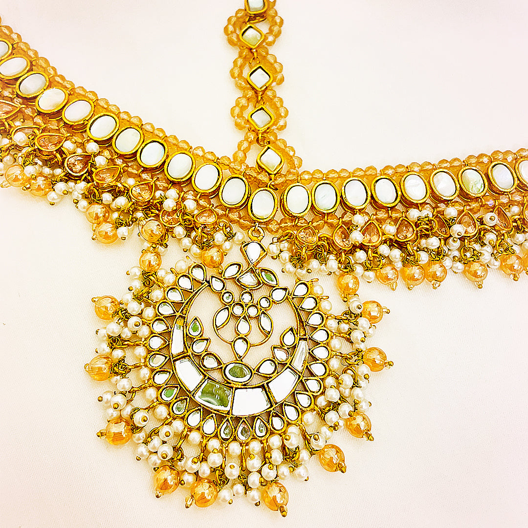 Zermina Kundan Pearl & Stone-Studded Matha Patti Headpiece