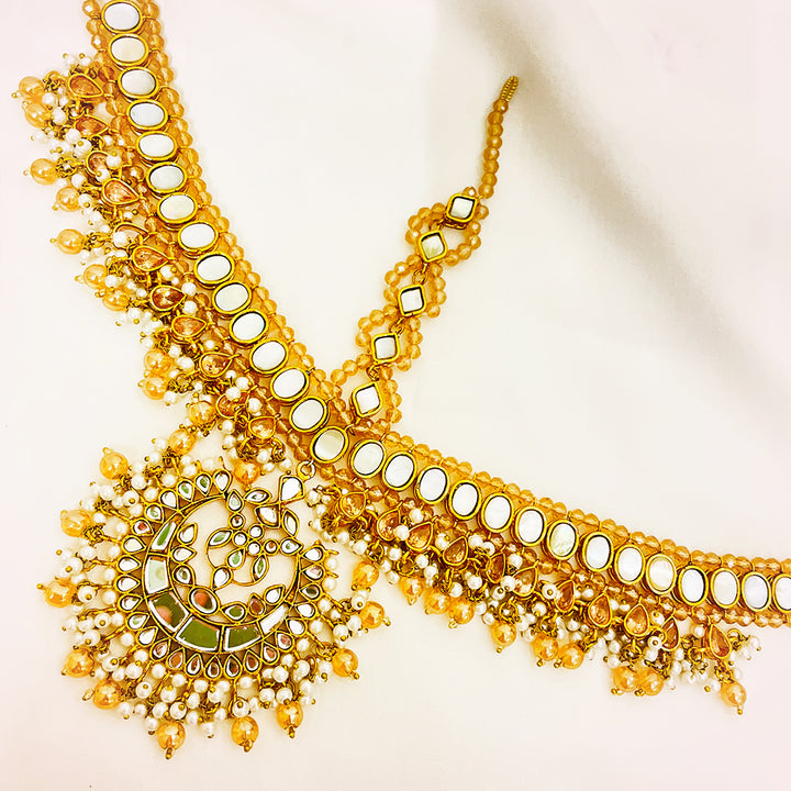 Zermina Kundan Pearl & Stone-Studded Matha Patti Headpiece
