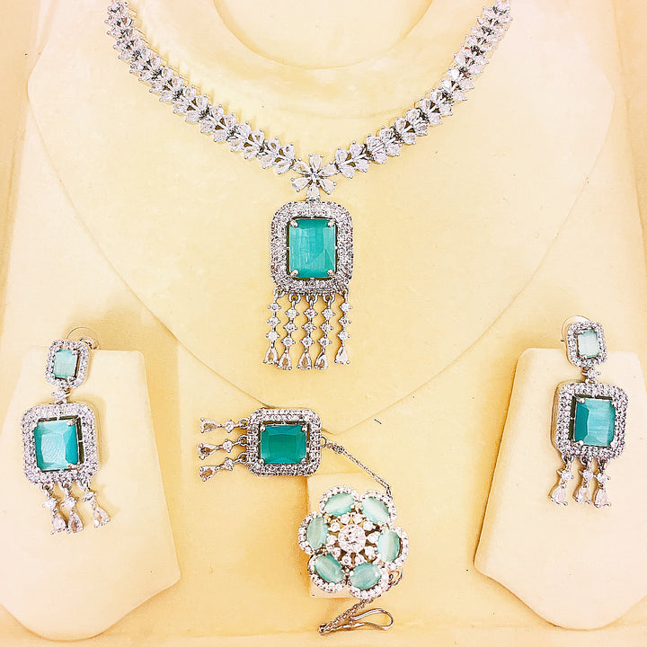 Danica Necklace Set - Emerald-Cut Fringe Elegance