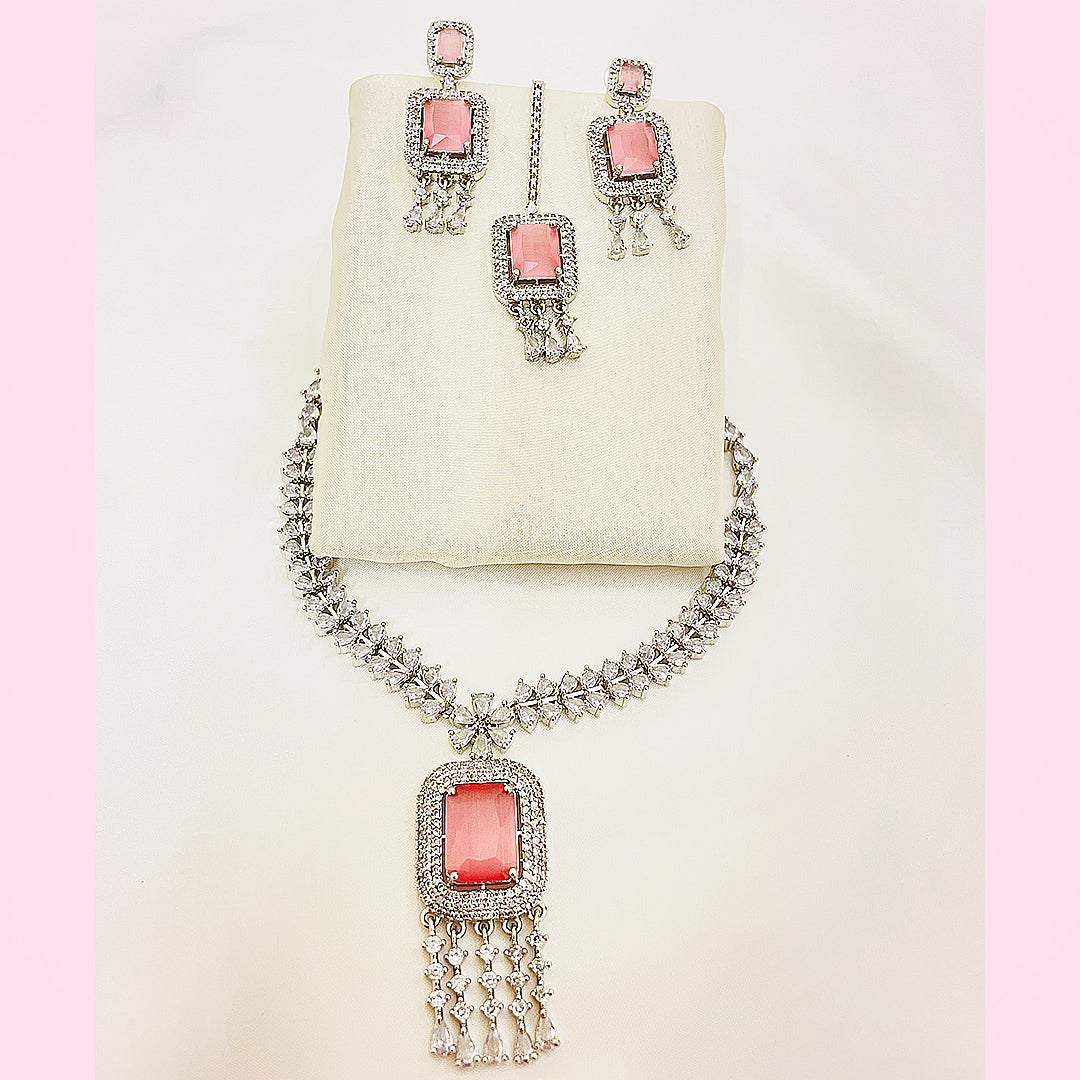 Danica Necklace Set - Emerald-Cut Fringe Elegance