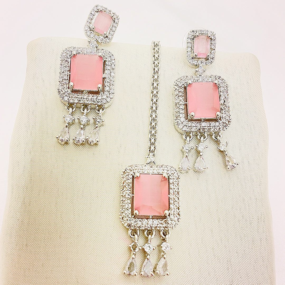Danica Necklace Set - Emerald-Cut Fringe Elegance