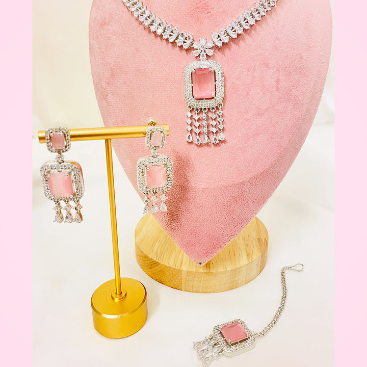 Danica Necklace Set - Emerald-Cut Fringe Elegance