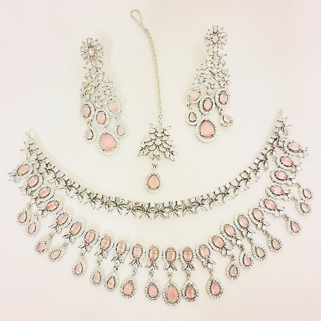 Diana Necklace Set – Cascading Teardrop CZ Elegance