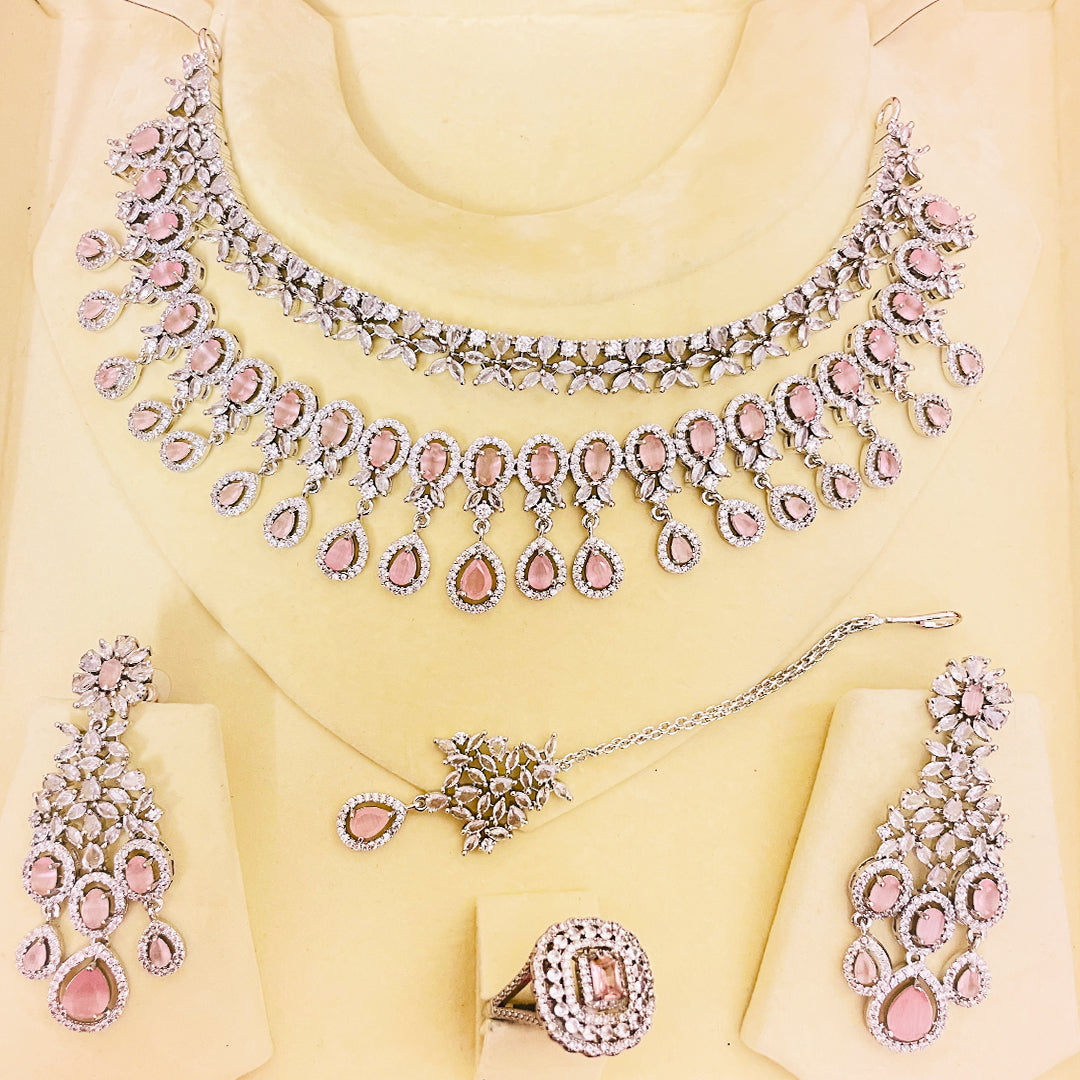 Diana Necklace Set – Cascading Teardrop CZ Elegance