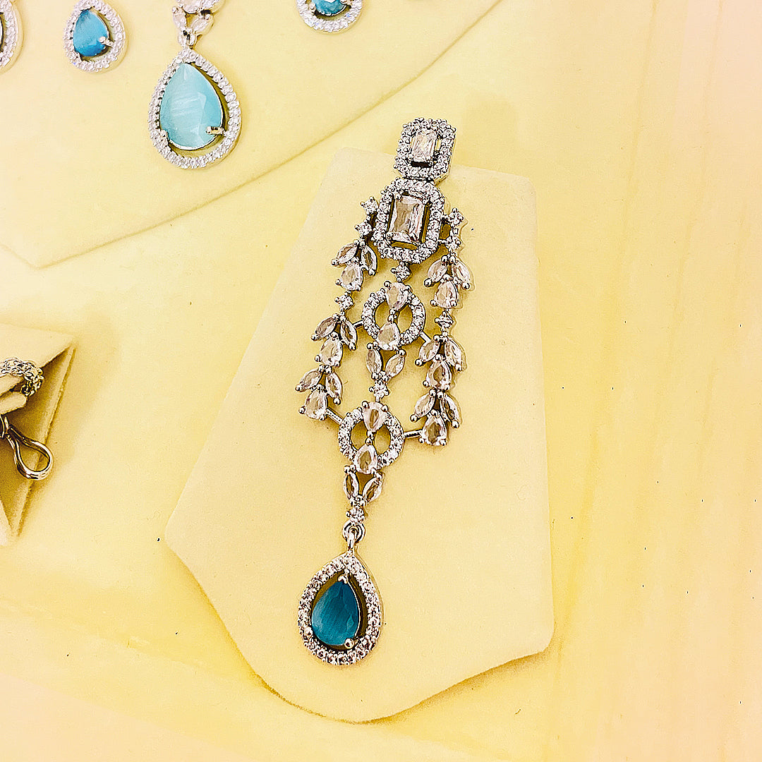 Daphne Cascading Teardrop AD & CZ Necklace Set