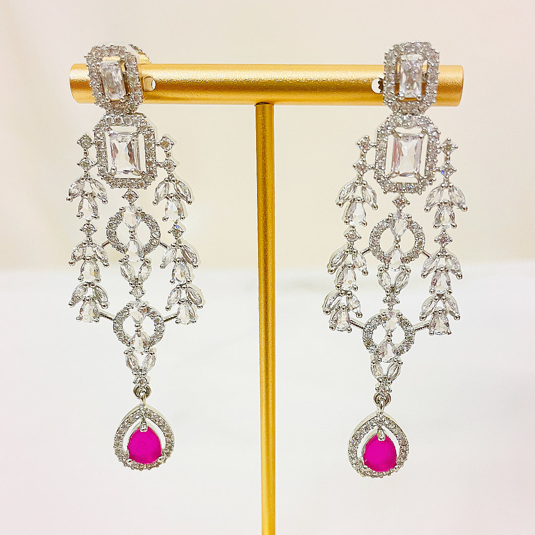 Daphne Cascading Teardrop AD & CZ Necklace Set