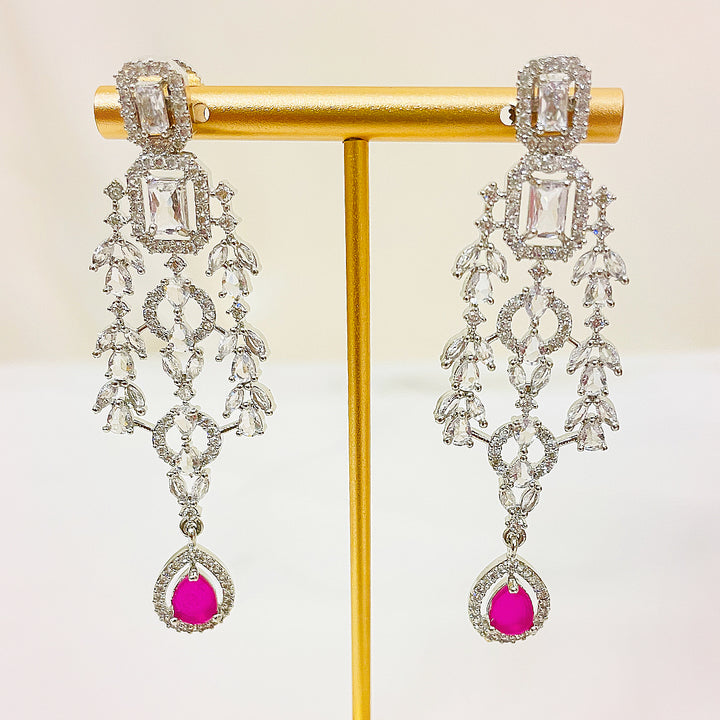 Daphne Cascading Teardrop AD & CZ Necklace Set