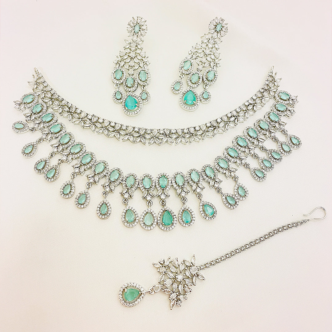 Diana Necklace Set – Cascading Teardrop CZ Elegance