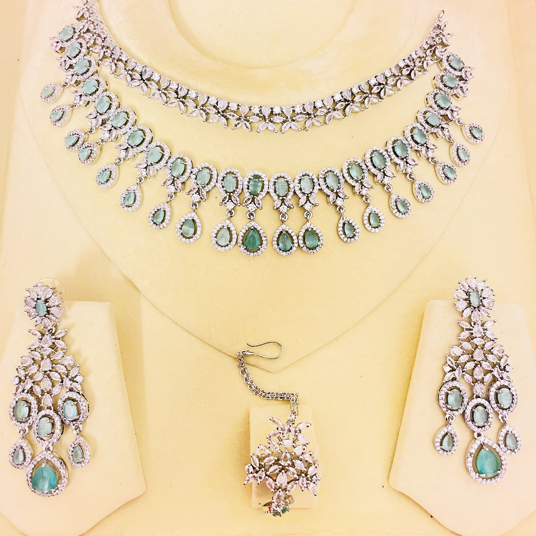 Diana Necklace Set – Cascading Teardrop CZ Elegance