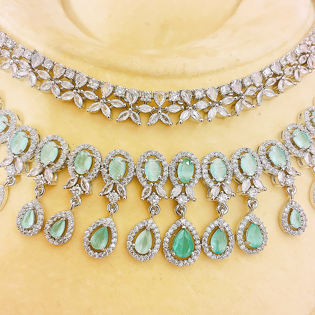 Diana Necklace Set – Cascading Teardrop CZ Elegance