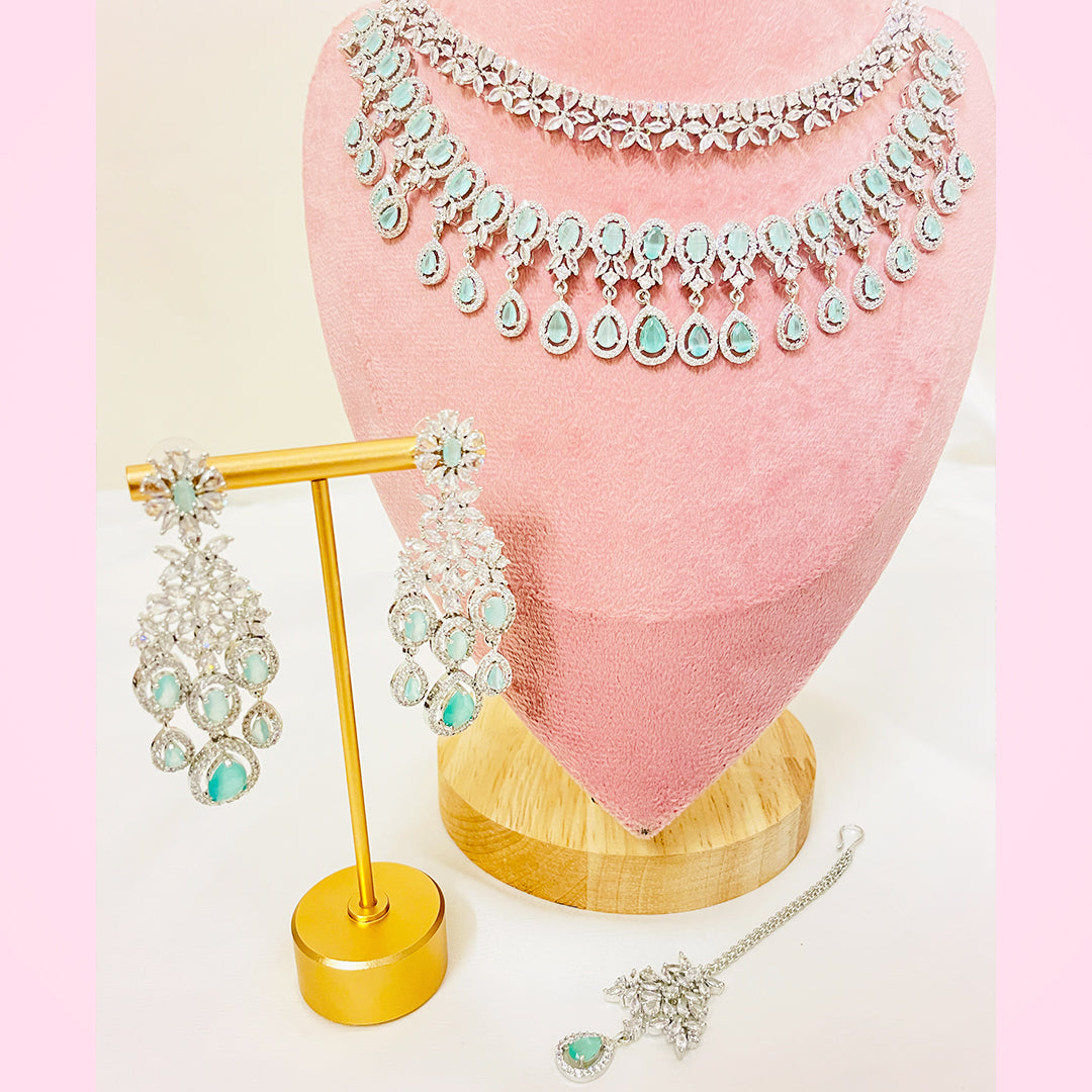Diana Necklace Set – Cascading Teardrop CZ Elegance